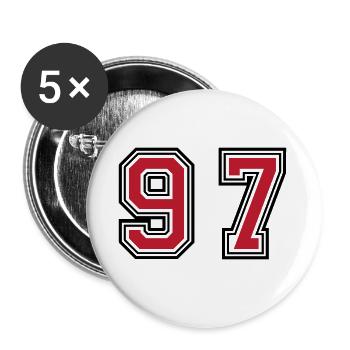 97 Number Symbol - Buttons small 1''/25 mm (5-pack) - white - Front