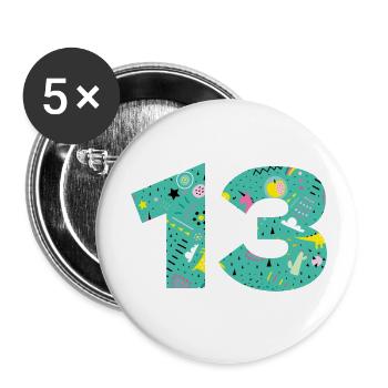 Personalized 13 Anniversary Number - Buttons small 1''/25 mm (5-pack) - white - Front