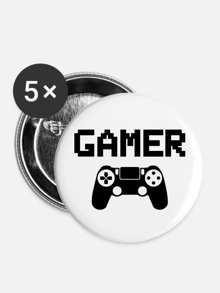 gamer - Buttons klein 25 mm (5er Pack) - Weiß