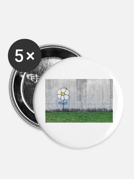 Graffiti eines Gänseblümchens - Buttons klein 25 mm (5er Pack) - Weiß