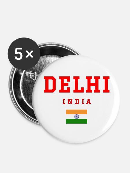 Delhi Indien - Buttons klein 25 mm (5er Pack) - Weiß