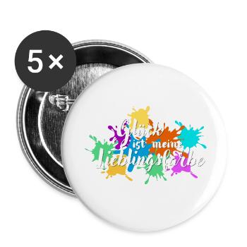 Glück ist meine Lieblingsfarbe - Buttons klein 25 mm (5er Pack) - Weiß - Vorne