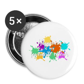Happiness is my favorite color - Buttons small 1''/25 mm (5-pack) - white - Front