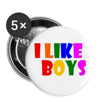 I like boys - Buttons small 1''/25 mm (5-pack) - white - Front