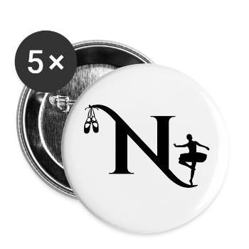 Buchstabe n Ballerina - Buttons klein 25 mm (5er Pack) - Weiß - Vorne