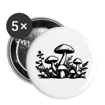 Pilze Mushrooms - Buttons small 1''/25 mm (5-pack) - white - Front