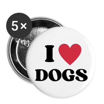J’aime les chiens et je les chiens de cœur - Lot de 5 petits badges (25 mm) - blanc - Devant