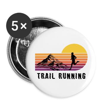 Trail Run Ultra Running Trekking en montagne - Lot de 5 petits badges (25 mm) - blanc - Devant
