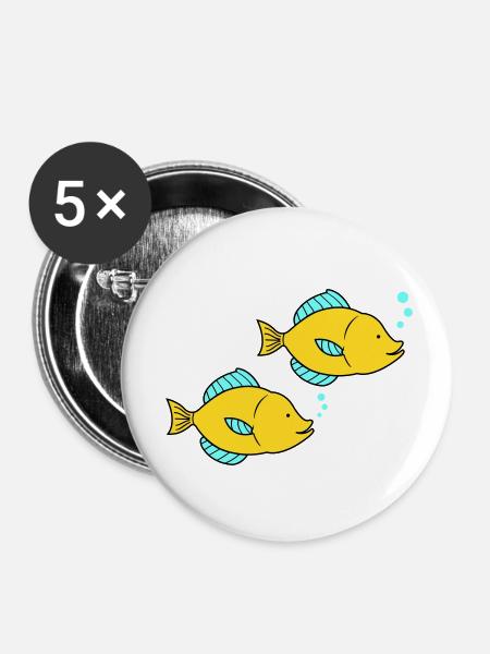 fische comic - Buttons klein 25 mm (5er Pack) - Weiß