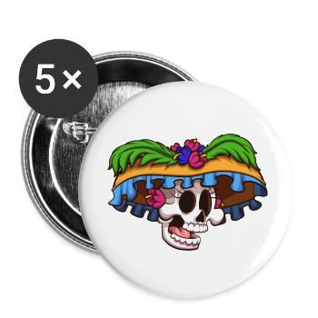 Crâne de Catrina - Lot de 5 petits badges (25 mm) - blanc - Devant