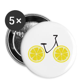 Lemon Bike - Bike Gift Idea - Buttons small 1''/25 mm (5-pack) - white - Front
