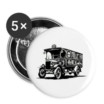 Bierlaster | Bier-Kutscher - Buttons klein 25 mm (5er Pack) - Weiß - Vorne