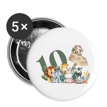 10th Birthday Personalized Safari - Buttons small 1''/25 mm (5-pack) - white - Front