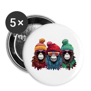 Ugly Christmas Monkeys - Buttons klein 25 mm (5er Pack) - Weiß - Vorne