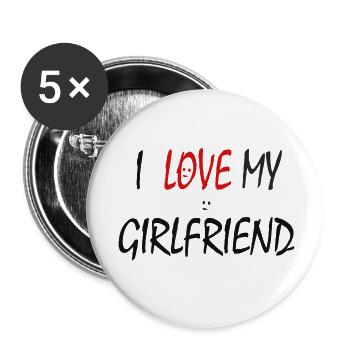 I Love My Girlfreind - Buttons small 1''/25 mm (5-pack) - white - Front