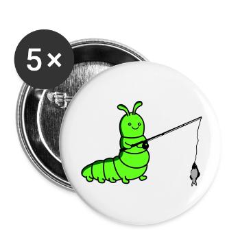 raupe angelt - Buttons klein 25 mm (5er Pack) - Weiß - Vorne