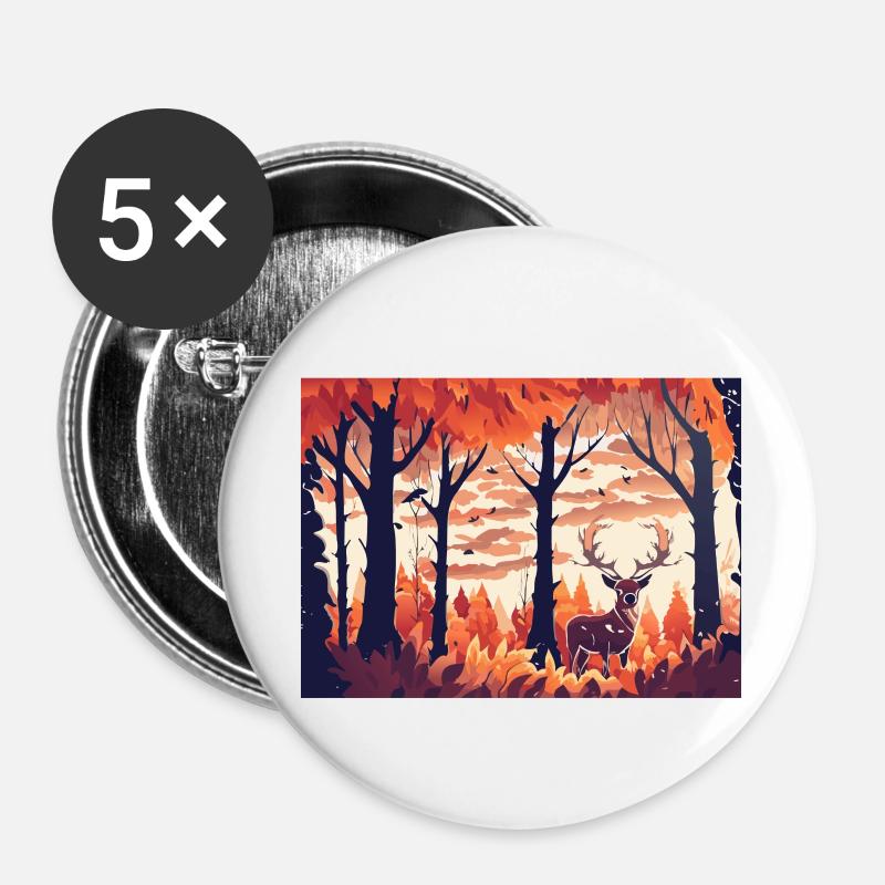 The Stag in the Field (Fall Collection #13) - Buttons small 1''/25 mm (5-pack) - white