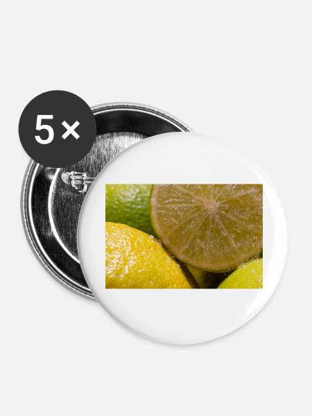 Limette - Buttons klein 25 mm (5er Pack) - Weiß