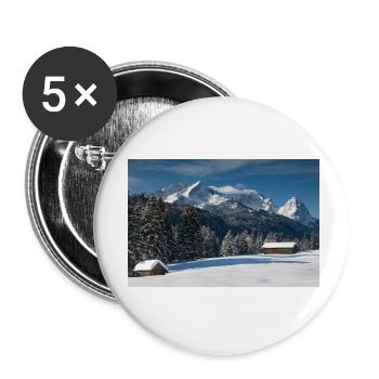 Ambiance hivernale avec Zugspitze - Lot de 5 petits badges (25 mm) - blanc - Devant