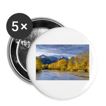 Ambiance automnale sur le Loisach avec la Zugspitze - Lot de 5 petits badges (25 mm) - blanc - Devant