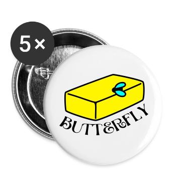 witzig-BUTTERFLY - Buttons klein 25 mm (5er Pack) - Weiß - Vorne