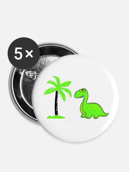dinosaurier palme 02 - Buttons klein 25 mm (5er Pack) - Weiß
