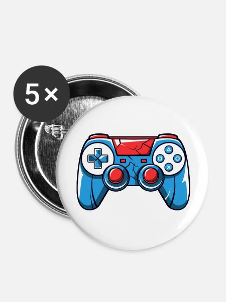 Gamer Controller Logo - Buttons klein 25 mm (5er Pack) - Weiß