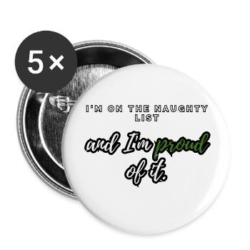 Je suis sur la liste des vilains, et j’en suis fier. - Lot de 5 petits badges (25 mm) - blanc - Devant