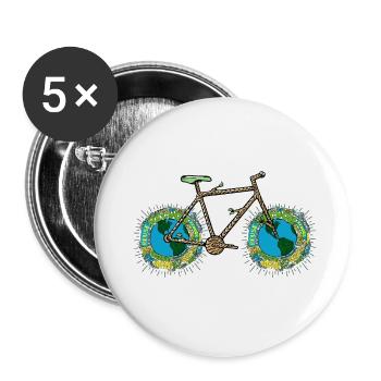 Planet Bike, Ästhetisches grünes Planet Earth Fahrrad - Buttons klein 25 mm (5er Pack) - Weiß - Vorne