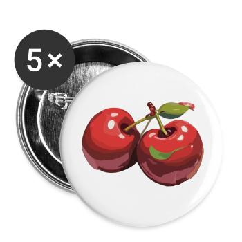 Rote Kirsche Cherries Kirschen Cherry - Buttons klein 25 mm (5er Pack) - Weiß - Vorne