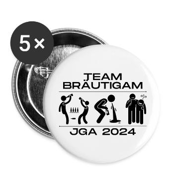 TEAM BRÄUTIGAM JGA 2024 - Buttons klein 25 mm (5er Pack) - Weiß - Vorne