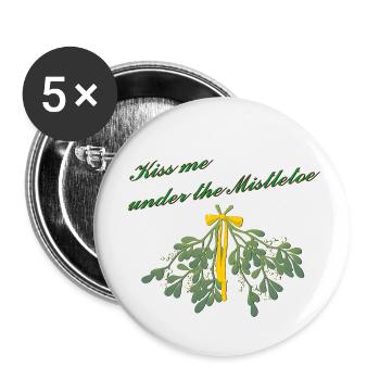 Kiss me under the Mistletoe - Weihnachtstradition - Buttons klein 25 mm (5er Pack) - Weiß - Vorne
