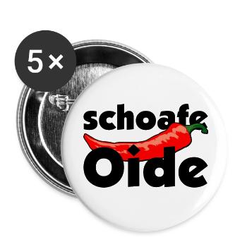 schoafe Oide mit Chili - schöne Frau - Buttons klein 25 mm (5er Pack) - Weiß - Vorne