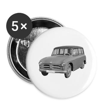 Voiture P70 Kombi Zwickau DDR Oldtimer - Lot de 5 petits badges (25 mm) - blanc - Devant
