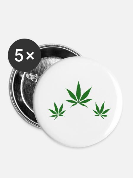 Hanfblätter - Buttons klein 25 mm (5er Pack) - Weiß