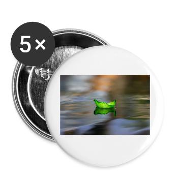le pétale de rose verte sur l'eau - Lot de 5 petits badges (25 mm) - blanc - Devant