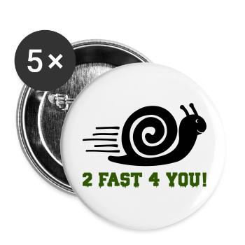 Escargot 2 Rapide - Lot de 5 petits badges (25 mm) - blanc - Devant