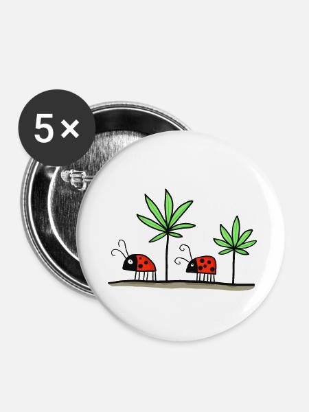Glückskäfer - Glückskiffer - Buttons klein 25 mm (5er Pack) - Weiß