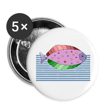 Fish - Buttons small 1''/25 mm (5-pack) - white - Front