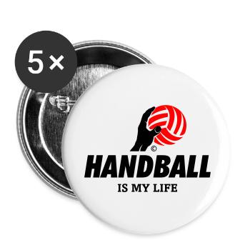 HANDBALL IS MY LIFE - Buttons small 1''/25 mm (5-pack) - white - Front
