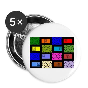 Grafisches Muster Farbwirbel - Buttons klein 25 mm (5er Pack) - Weiß - Vorne