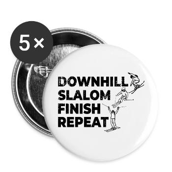 Downhill Slalom Finish Repeat - Buttons klein 25 mm (5er Pack) - Weiß - Vorne