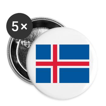 Iceland flag / Drapeau Islande - Lot de 5 petits badges (25 mm) - blanc - Devant