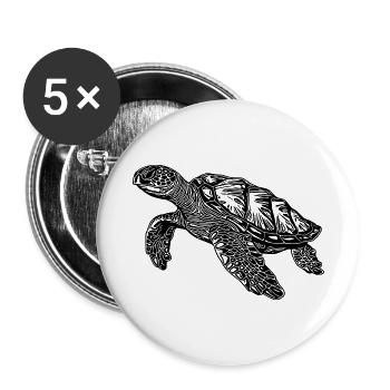 Elegante schwimmende Schildkröten für Taucher - Buttons klein 25 mm (5er Pack) - Weiß - Vorne