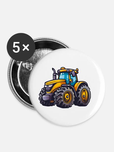 Niedlicher Traktor - Buttons klein 25 mm (5er Pack) - Weiß