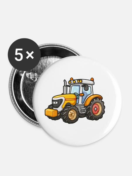 Niedlicher Traktor - Buttons klein 25 mm (5er Pack) - Weiß