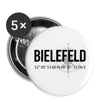 Koordinaten Bielefeld - Buttons klein 25 mm (5er Pack) - Weiß - Vorne