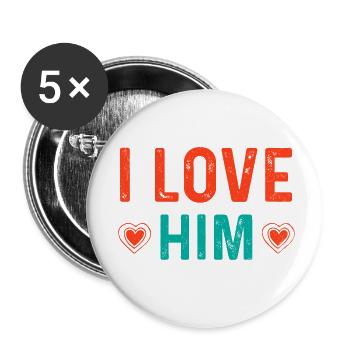 Je l’aime de tout cœur Ich liebe Ihn mit Herzen - Lot de 5 petits badges (25 mm) - blanc - Devant