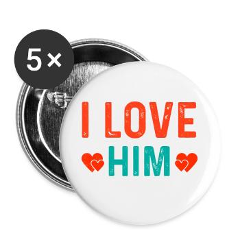 Je l’aime de tout cœur Ich liebe Ihn mit Herzen - Lot de 5 petits badges (25 mm) - blanc - Devant
