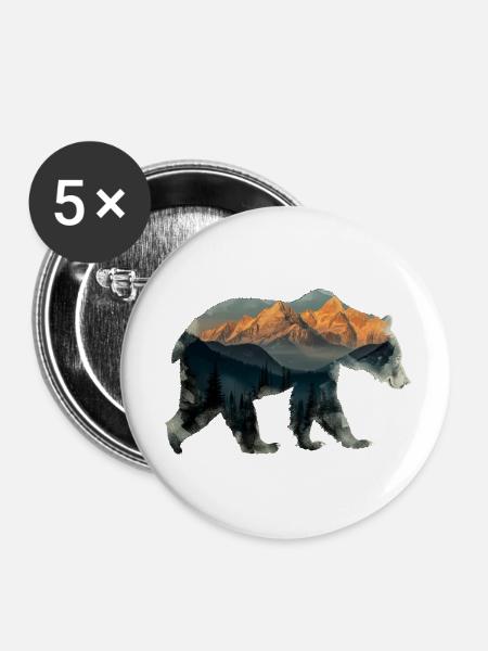 Berg der Bären - Buttons klein 25 mm (5er Pack) - Weiß